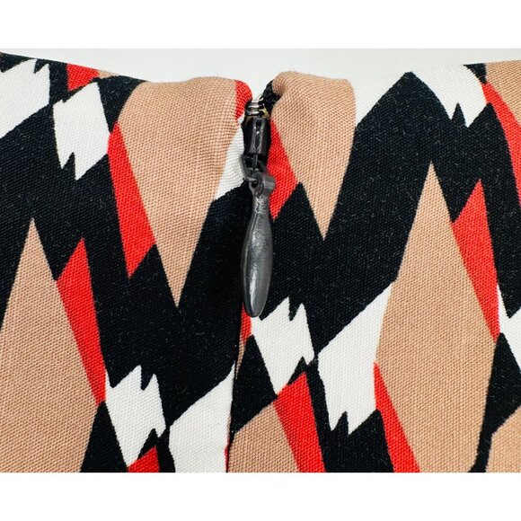 Anthropologie Cecily Fit & Flare Brown Multi Chevron Ruffle-Sleeve Midi Dress XL - Picture 9 of 12